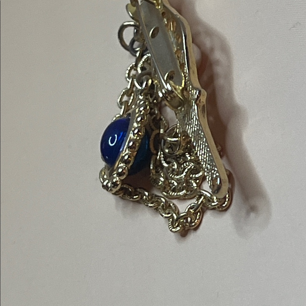 Elegant Gold and Blue Brooch Vintage - Picture 5 of 9